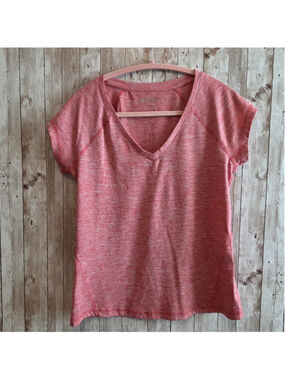 Women's Ideology Short Sleeve V-Neck Tee, Size S, Red/White